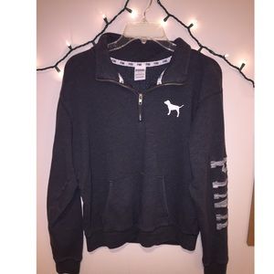 RARE VS PINK Gray Quarter Zip